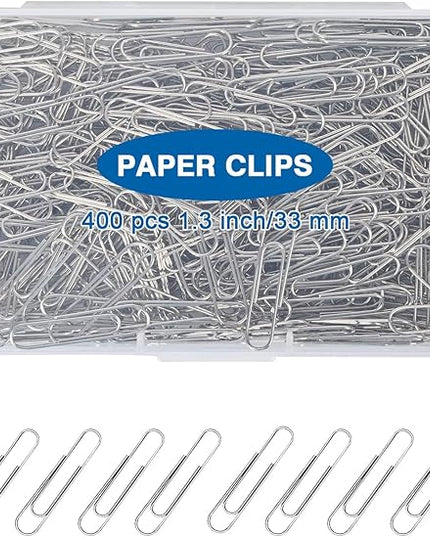400 Pcs Medium Paper Clips,1.3 inch Smooth Paperclips Metal Paper Clip for Office, School and Teacher Supplies.