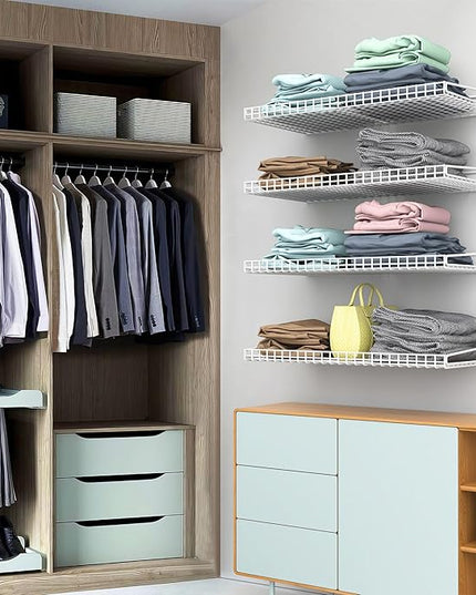 Ultrawall Wall Mounted Storage Shelf for Garage, 4 Pack Metal Shelf Rack, Heavy-Duty Wall Organizer Shelves Suitable for Shop, Shed, Garage 23.5inch x 12inch(White)