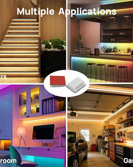 120PCS LED Strip Light Clips, Self-Adhesive Mounting Clips & Mini Cable Clips for 6mm/8mm/10mm Wide Strip Lights, Adhesive Wire Clips Wall Holder for 3528/5050/2835 SMD, Cable Management Solution