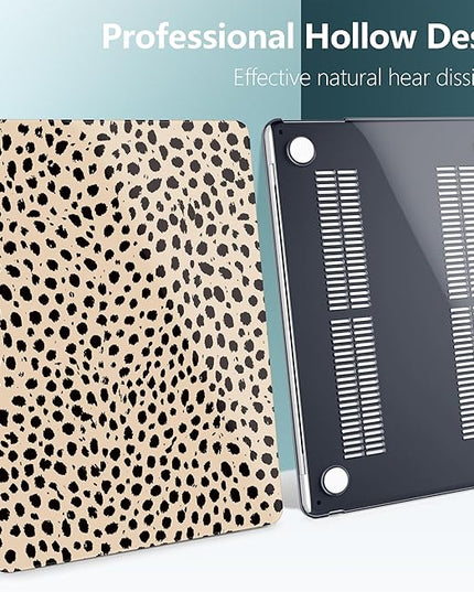 DONGKE for M4 MacBook Air 13.6 Inch Case 2025 2024 2023 2022 Model A3240 A3113 A2681 M3 M2 Chip, Plastic Hard Shell Case Cover with Touch ID for MacBook Air 13 Inch M4 - Cheetah Spots
