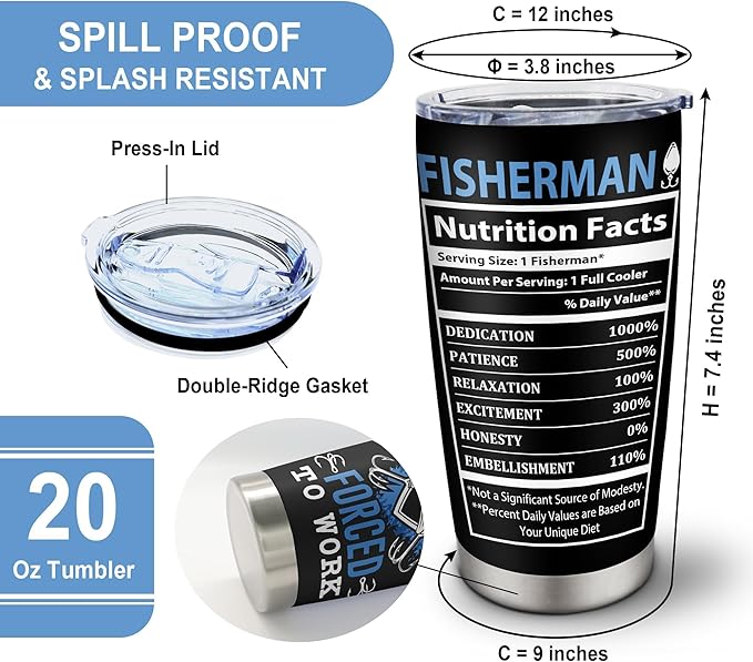 Fishing Gifts for Men, Unique Fishing Gifts for Dad/Grandpa/Boys, Gift for Fisherman, Dad/Papa Fisherman Present, Birthday Present for Mens Who Love to Fish Tumbler 20oz