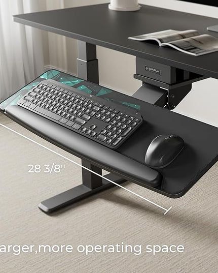 EUREKA ERGONOMIC Height Adjustable Mouse & Keyboard Tray Under Desk, 28x10'' Large Slide Out Swivel Tilt Computer Keyboard Drawer with Mouse Pad for Gaming Home Office Desk, Dual Mount