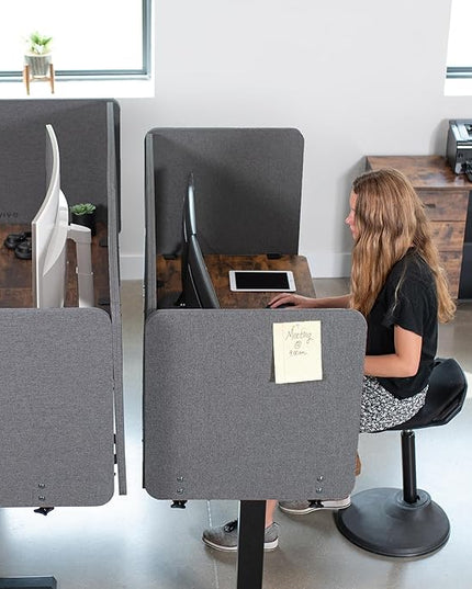 VIVO Clamp-on Privacy Panels 60 x 24 inch (x1), 24 x 24 inch (x2), Sound Absorbing Cubicle Desk Dividers, 3 Acoustic Partitions, Dark Gray, PP-3-V108D