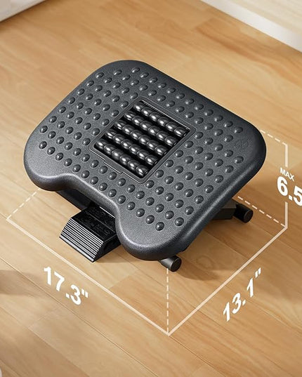 HUANUO Foot Rest for Under Desk at Work, Adjustable Footrest with Massage Texture and Roller, Ergonomic Foot Stool with 3 Height Position, 30 Degree Tilt Angle Adjustment for Home, Office