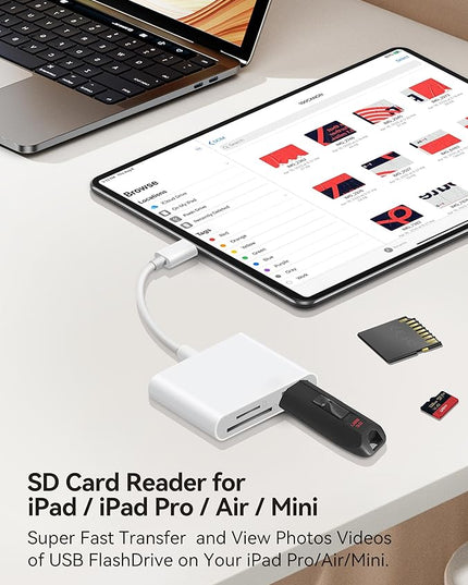 USB C to SD Card Reader, BnmxTek SD Card Adapter with SD MicroSD USB 3 Ports, USBC Memory Card Reader for iPhone 15 16, iPad, Mac, MacBook Pro/Air, Android and More USB-C/Type C Devices