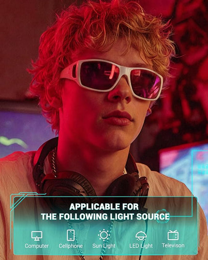 TIJN Sonia Sleep Glasses for Blue & Green Light Blocking,Red Lens with Dual AR Coating,Wraparound Frame for Gaming Screen