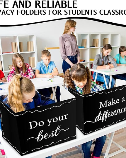 Honoson 24 Pcs Bulk Inspirational Privacy Folders for Students Cardboard Test Privacy Boards Motivational Words Desk Dividers Shield for Classroom School Study Supplies, 6 Styles(Minimalism)