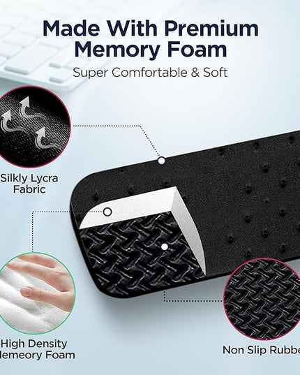 EdgeRest PostureUp L-Shaped Desk Long Wrist Rest Elbow, Forearm & Wrist Comfort Support for Table or Desk Edge, Non-Slip, Memory Foam Padding, Ergonomic Design for Work, Universal Fit, Black