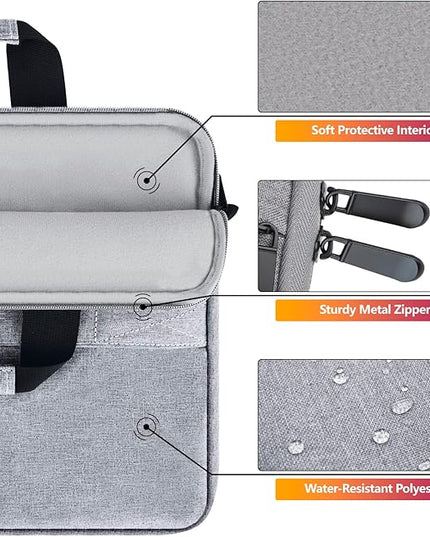 Laptop Case Shoulder Bag for 14 Inch MacBook Pro, 15 Inch Macbook A1707/A1990/A2941/A3114, 14-15 Inch Laptop Computer, Protective Polyester Computer Portable Bag Briefcase with Handle, Gray
