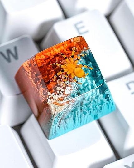 Tarantula Spider Artisan Keycap Blue and Brown Forest R1 SA Profile Custom Insects Keycaps 1U ESC Handmade Gaming Resin Key Cap Cherry MX Switch Compatible Mechanical Keyboard Spider Lover Gift