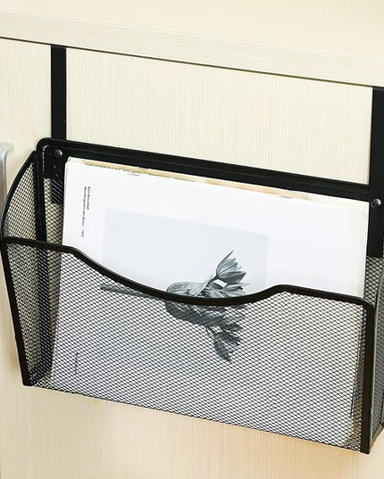 Tenceur 3 Pcs Mesh Letter Wall File Folder Cubicle File Holder Hanging Wall Mounted File Holder 3 Pocket Vertical File Organizer for Office Home Room Storage Basket(13.19 x 12.2 x 3.07 Inch,Black)
