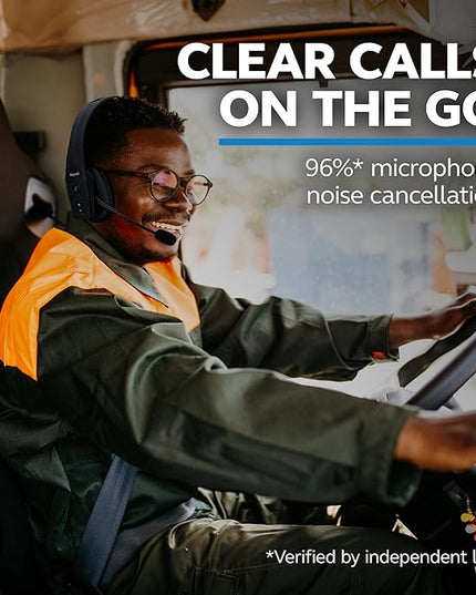 BlueParrott B450-XT Mono Bluetooth Wireless Headphones 96% Noise Canceling Over Head Trucker Headset with Mic, All Day Comfort Padded Headband, 300 ft. Wireless Range, 24 hrs. Talk Time, Black