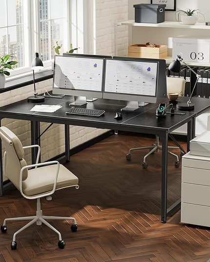 PRAISUN 63 X 24 Inch Office Computer Desk with Power Outlets and USB-C Port, Larger and Longer Gaming Desk, for Home Office, Study, Writing Work from Home Table, Metal Frame, Black