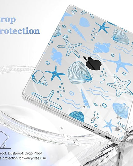 May Chen Case for MacBook Pro 14 inch, Models A2442 A2779 A2918 A2992 A3401 A3185 A3112 A3434, M1 M2 M3 M4 M5 Chip (2021-2025 Release), Plastic Hard Shell Case with Keyboard Cover, Sea Star