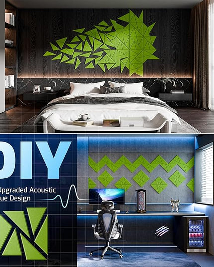 12 Pack Acoustic Panels with Self-Adhesive, 12"X 12"X 0.4"Sound Proof Foam Panels, Sound Panels High Density, Soundproof Wall Panels for Home Studio Office Avocado