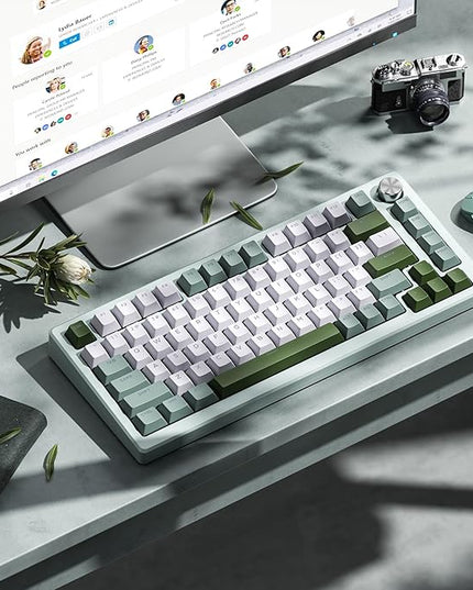 OHY XVX Shine Through Keycaps -133 Keys Cherry Profile Double Shot PBT Keycaps Compatible for 60%/75%/100% Retro Gaming Mechanical Keyboard-Milk Grass Green