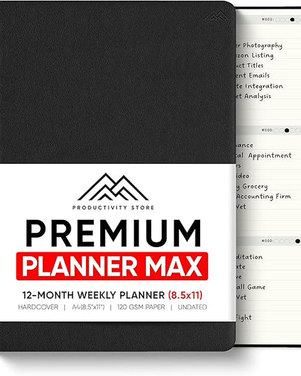Undated, 2026 Planner, 8.5" x 11" - The #1 Productivity Planner to Achieve Your 2026 Goals - Planner 2026-2027 by PRODUCTIVITY STORE (A4, BLACK)