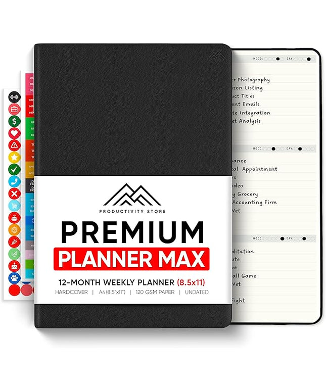 Undated, 2026 Planner, 8.5" x 11" - The #1 Productivity Planner to Achieve Your 2026 Goals - Planner 2026-2027 by PRODUCTIVITY STORE (A4, BLACK)