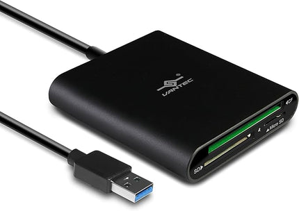 Vantec VLink USB 3.0 Super Speed Multi-Card Reader for Micro SD/SD/SDHC/SDXC/CF Cards Plus Latest USB-C Converter, Black (UGT-CR970-BK)