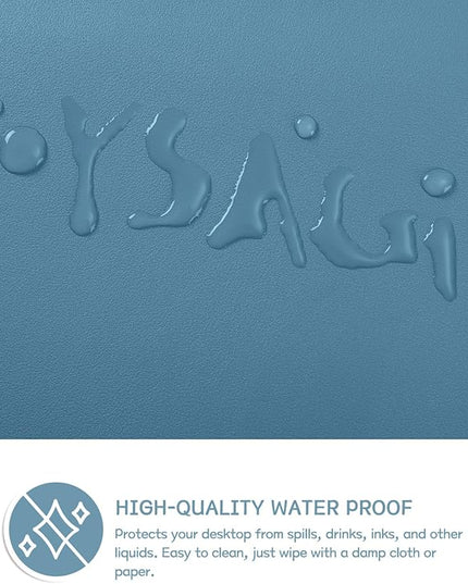 YSAGi Non-Slip Leather Desk Pad L Size, Waterproof Laptop Computer Desk Keyboard Mat, Table Protector Blotter Mat, Large Mouse Pad for Office/Work/Home/Decor(Blue, 35.4" x 17")