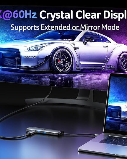 Acer 8 in 1 USB C Hub 10Gbps, USBC to HDMI Adapter 4K@60Hz, 2×USB-C 3.2, 2×USB A 3.0 Data Transfer, 100W PD Port Type C Multiport Splitter with SD/TF Card Reader, for Laptop, PC, Desktop, iPad Pro
