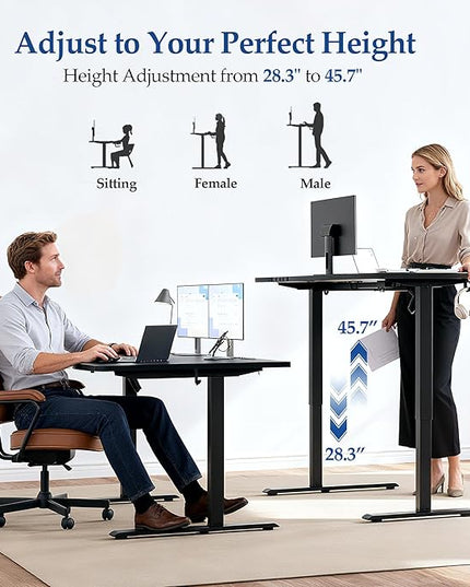 Klicelor 59 Inch L Shaped Standing Desk, Adjustable Height Corner Desk for Home Office Workstation, Sit Stand Desk with Two-Piece Desktop, Black
