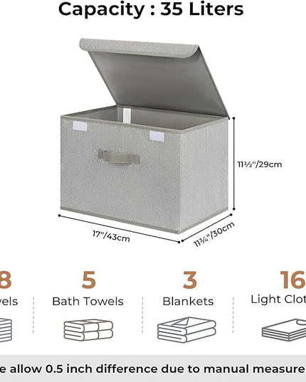 GRANNY SAYS Closet Storage Bins, Storage Boxes with Lids, Clothes Organizing Bins, Lidded Baskets for Toys, Clothing, Gray, Extra Large, 2-Pack