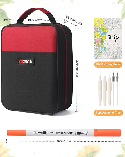ZSCM 160 Colors Duo Tip Brush Markers Art Pen Set, Artist Fine and Brush Tip Colored Pens, for Adult Coloring Books Christmas Cards Drawing, Note taking Lettering Calligraphy Journaling