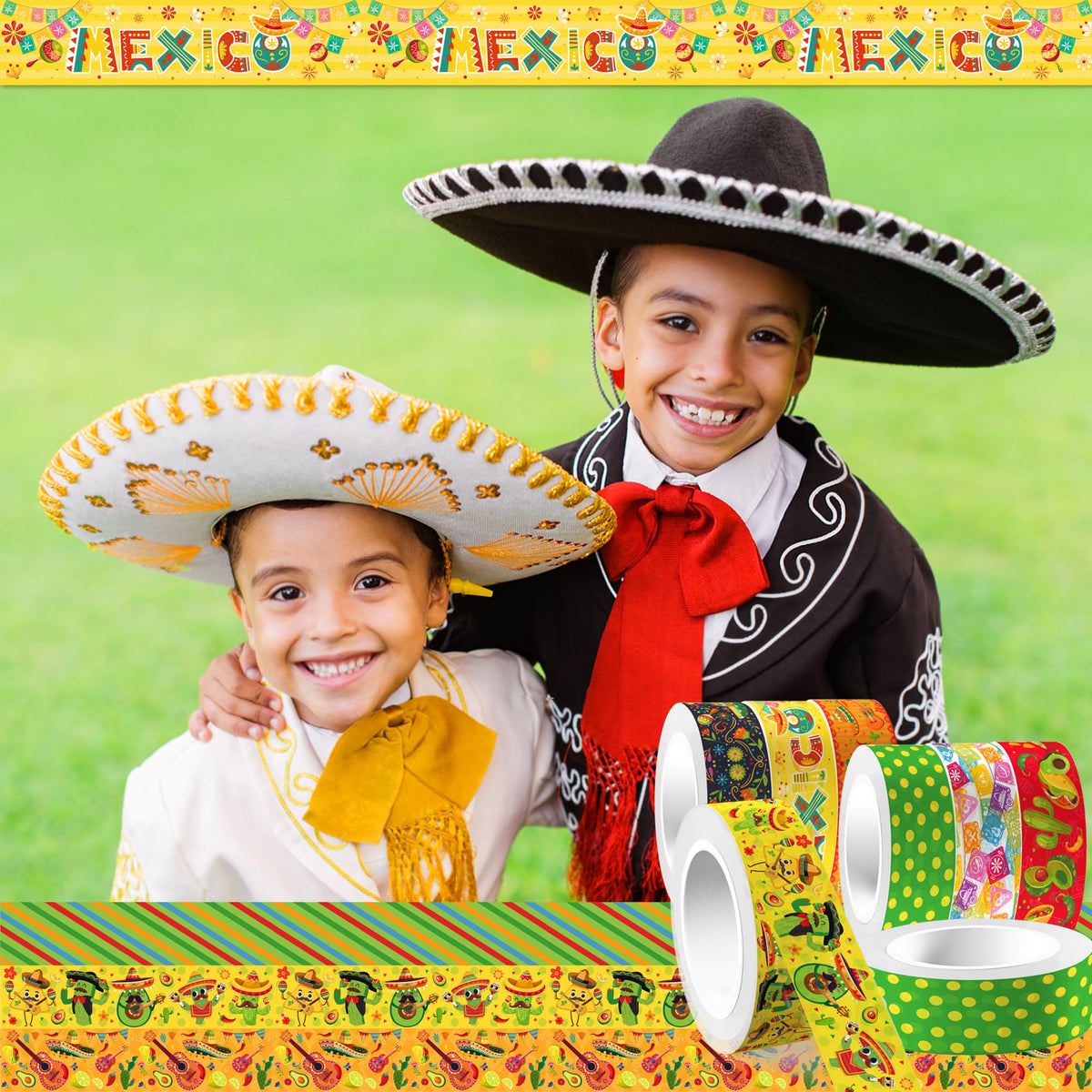 MOZUI Mexican Fiesta Washi Tape 12 Rolls Mexican Fiesta Washi Tape Masking Decorative Cinco De Mayo Washi Tape for DIY Craft Gift Wrapping Handbook Sticker Scrapbook Journaling Party Favor