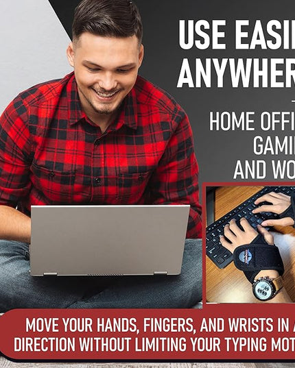 EXPOPROX-Wearable Wrist Rest Pads, 2 Pc. Set, Ergonomic Mouse and Keyboard Support Cushions to Reduce Joint Stress, Tension,Adjustable Fit with Padded Comfort.
