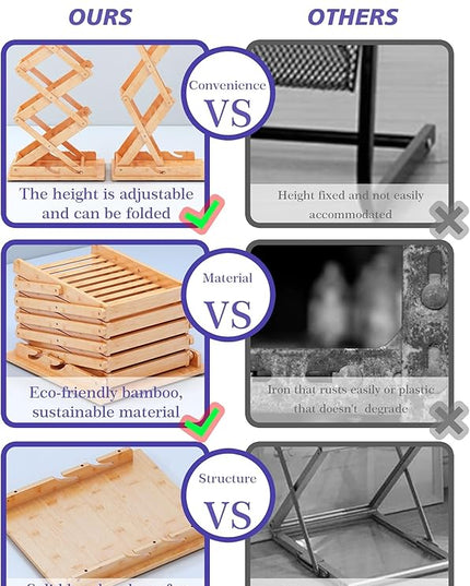 Foldable Bamboo Magazine Rack - Pop-up Display Stand, 5 Pockets Floor Magazine Holder/Rack, Show Rack for Trade Show Display Booth, A4 Size