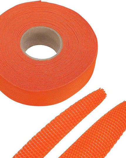 MECCANIXITY Braided Cable Sleeves Heat Shrinkable Fabric Sleeving, 1 1/4" 60ft Orange 2:1 Ratio Heat Shrinkable Cord Protector for Harness Cable, Network Cable Protection, Cable Management
