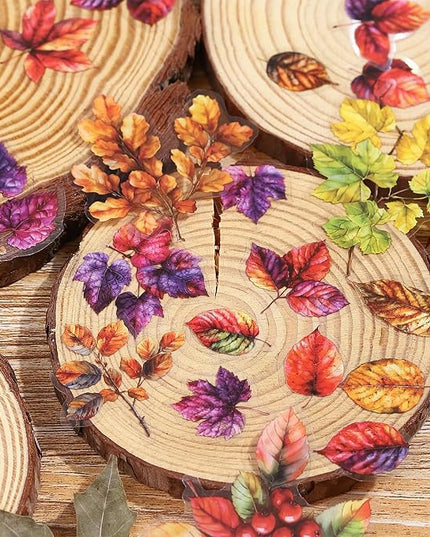 AuriicLeaf Foliage PET Sticker Set, 150PCS Leaf and Branch Stickers for Scrapbooking, Journaling, DIY Crafts, and Art Supplies