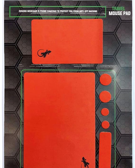 Mouse Pad Adhesive Bottom - Sticks to Any Surface - Portable - Webcam Covers and Screen Cleaner Included (Red)