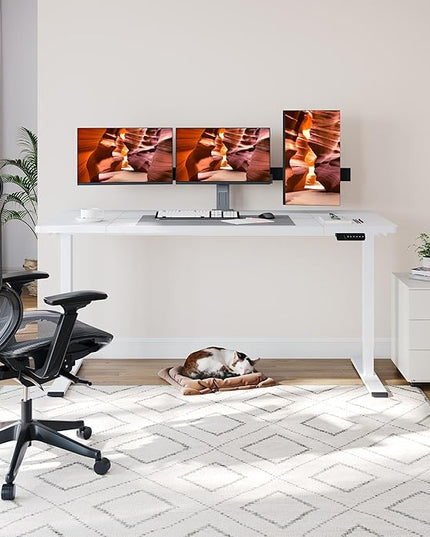 Dual Motor Standing Desk, Large Stand Up Desks, 71x31 Inches Electric Sit Stand Desk, 4 Memory Preset Adjustable Height Desks Home Office Desks(White)