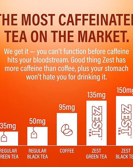 Zest Energy Black Tea - Spicy Masala Chai - High Caffeine Cardamom Ginger Tea with Cinnamon, Cloves & Vanilla Chai - Caffeinated Coffee Alternative - Natural, Non-GMO & Keto - 15Ct Box - 150mg Caf