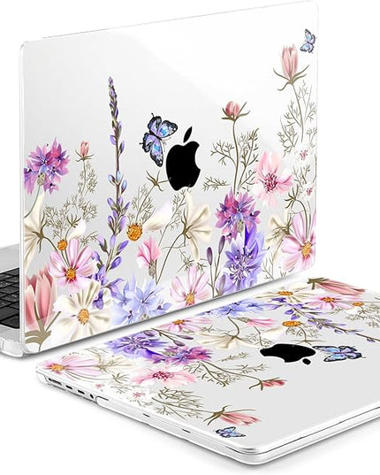 DONGKE Case for M5 MacBook Pro 14 inch 2025 2024-2021 M4 M3 M2 M1, Plastic Hard Shell Cover Compatible with A3434 A3112 A3401 A3185 A2992 A2779 A2442, Retina XDR Display & Touch ID, Butterfly Floral