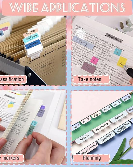 Potanro Sticky Book Tabs 360PCS Notebook Colorful Book Annotation Tabs Kit Writable Repositionable Color Page Markers Bible Tabs for Office Supplies