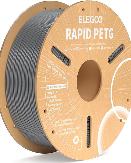 ELEGOO Rapid PETG Filament 1.75mm Space Gray 1KG, High Speed 600mm/s 3D Printer Filament Dimensional Accuracy +/- 0.02 mm, 1kg Cardboard Spool(2.2lbs) Fits for Most FDM 3D Printers