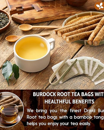 FreshDrinkUS, Premium 120 Burdock Root Tea Bags, 100% Natural & Pure, Herbal Tea. Made with Natural Material Tea Bags. No Sugar, No Caffeine, No Gluten, Vegan.