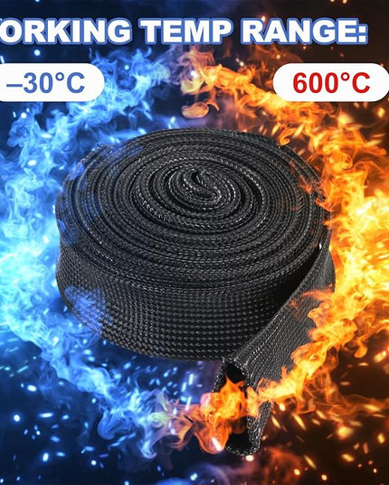 uxcell Insulation Cable Protector,15mm/0.59 Inch-3m/10 Feet High Temp Fiberglass Sleeve Black