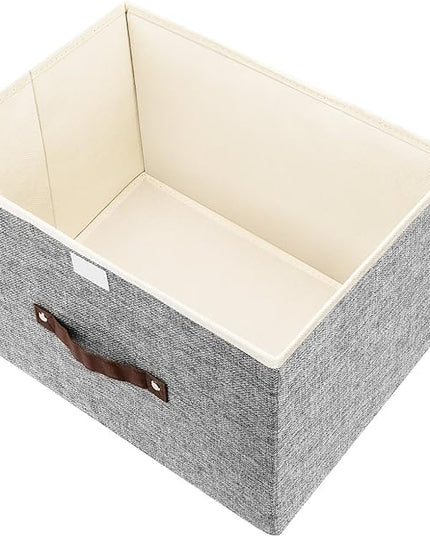 TYEERS Collapsible Storage Boxes, Washable Fabric Storage Bins with Lids, 14.9x9.8x9.8 inches, 2 Pack, Gray