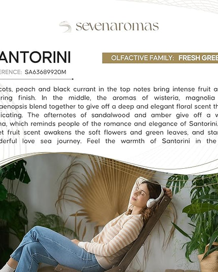SevenAromas Hotel Scent Diffuser Oil, Luxury Hotel-Inspired Essential Oil for Aromatherapy & HVAC Diffusers – Premium Dropper Bottle - 45 ml 1.52 FL oz (Santorini)