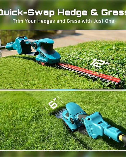 SEESII Cordless Pole Chainsaw, Hedge Trimmer, Pruning Shears, 4000mAh Battery Powered Extendable Garden Tool Kit for Outdoor Use, Electric Long Reach Saw, Hedge and Grass Trimmer, Pruner for Yard Care