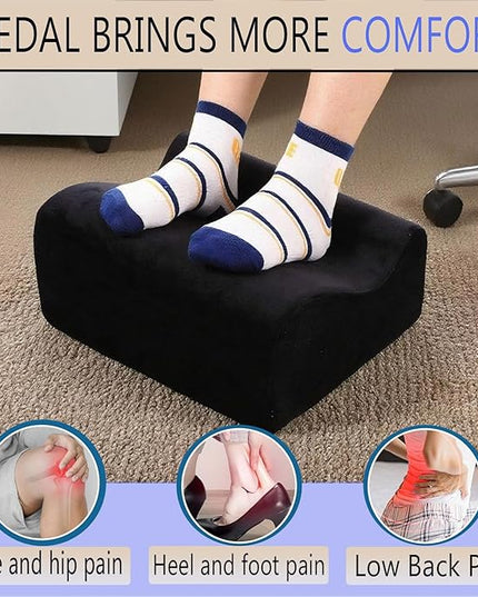 Foot Rest for Under Desk at Work, Ergonomic Under Desk Footrest with Washable Cover, Memory Foam Foot Stool for Office Chair & Gaming Chair, Back & Hip Pain Relief, Black