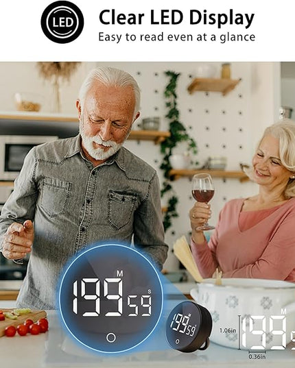 Digital Kitchen Timers, Visual timers Magnetic Countdown Countup Smart Timer Large LED 200 Minutes Display Volume Adjustable for Cooking Fitness Studying, Easy for Kids and Seniors