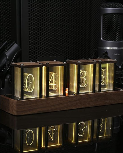 ClocTeck Nixie Tube Clock Walnut Digital Clock, Support Wi-Fi Time SYNC, Alarm & Timer, 12/24H Display, A Retro Gift for Friends