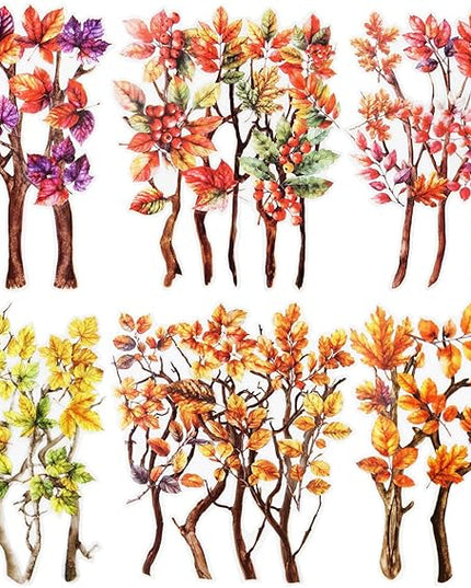 AuriicLeaf Foliage PET Sticker Set, 150PCS Leaf and Branch Stickers for Scrapbooking, Journaling, DIY Crafts, and Art Supplies