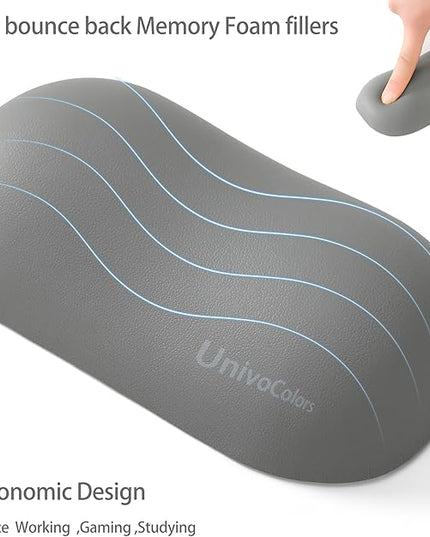UnivoColors Design-Wave Wrist Rest, Artificial Sheepskin+Memory Foam+Ergonomic+Anti-Slip Gel, Resilience Support During Work and Gaming,Mouse Accessory,Grey