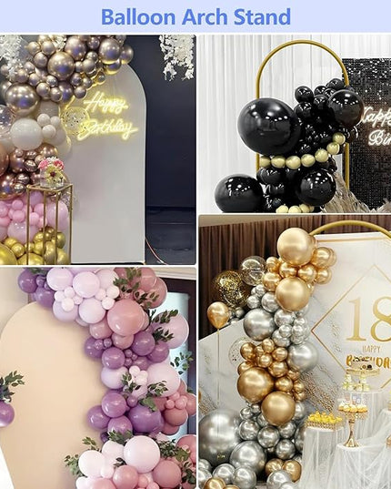 Metal Arch Backdrop Stand and Cover Set 7.2 ft, Wedding Arch Stand with White Cover for Party, Birthday, Wedding, Bridal Shower, Baby Shower (White, 7.2 ft)